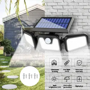 Solar Outdoor Light, 3000LM Security Light, IP65 Waterproof Wide Angle 6500K Solar Powered Security Floodlight with Three Modes for Outdoor Garage Patio Exposure