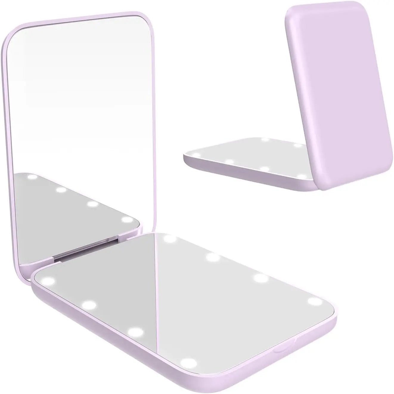 Small Mirror with Lights,LED Compact Makeup Mirror,1x/3x Mini Travel Mirror with Magnification,Portable Hand Held Mirror for Purse,Pocket,Gifts for Girls,Purple