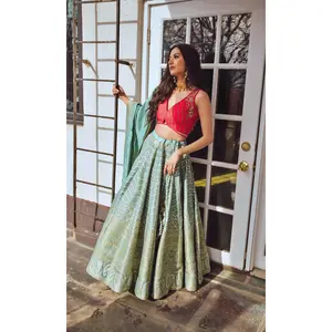 Pista Banarasi Lehenga Set