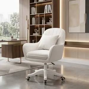 Modern Adjustable Swivel Office Chair, Mid Back Velvet Task Chair, 360 Degree Rotatable Computer Chair, Cute Upholstered Makeup Chair, Comfortable Leisure Chair for Home Living Room Office Indoor Furniture Decor