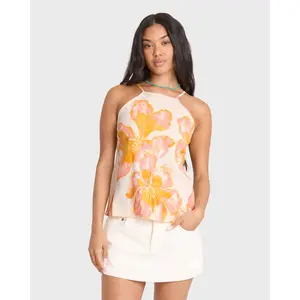 BILLABONG Women's Floral Trippin Tank Top, Sleeveless Floral Print Soft Stretch Rayon Cotton Blend Layering Casual Top