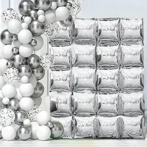20 count Square Foil Balloon Wall Backdrop Metallic  Square Mylar Balloons Tunnel for   Eve Disco  Party Birthday Graduation Anniversary Engagement Bachelorette Background Decoration