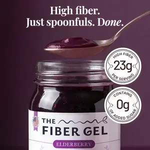 The Fiber Gel Elderberry: Smooth & Spoonable Plant-Based Prebiotic Fiber Gel (Psyllium Husk + Inulin), All Natural&No Sugar Added | Made in USA