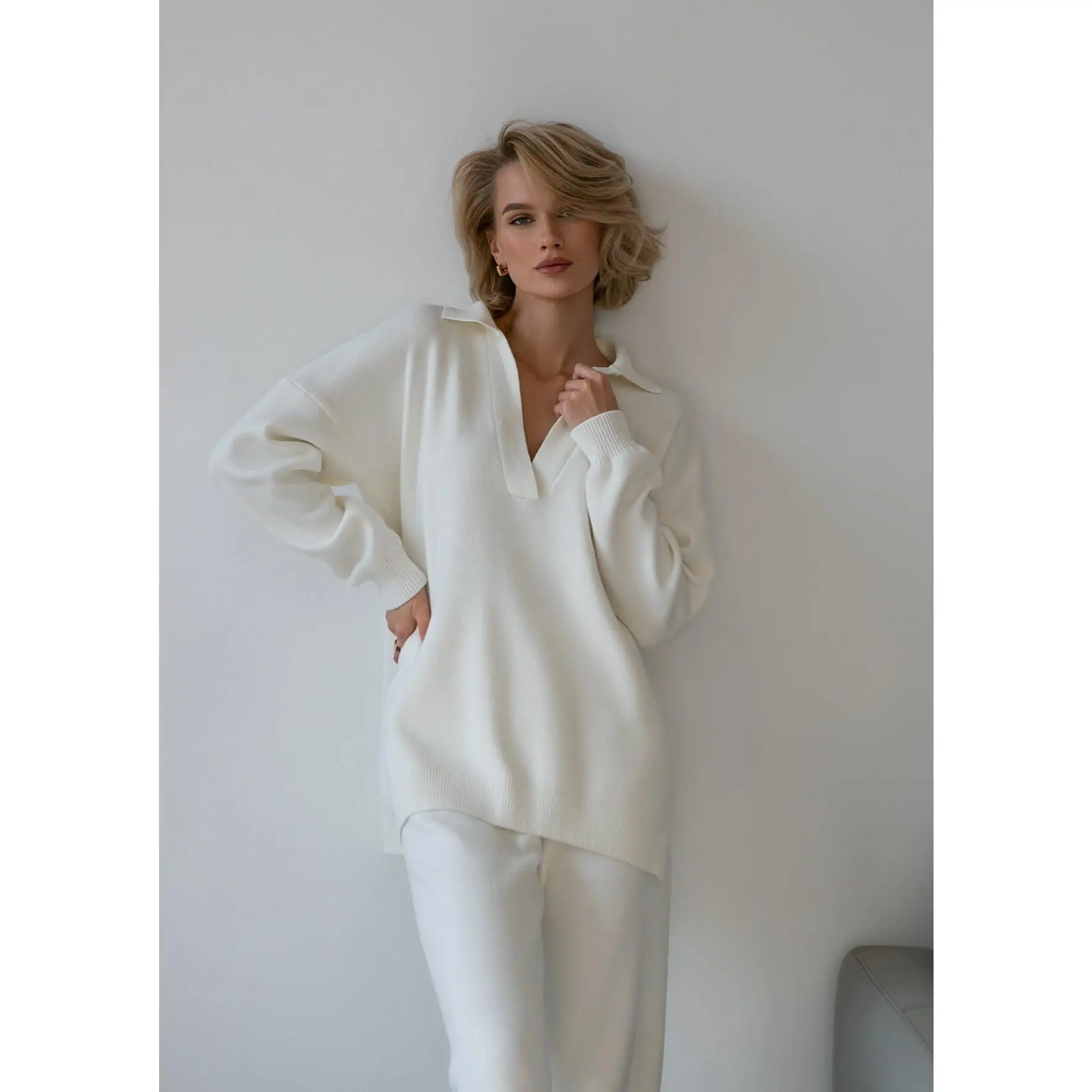 Nalla Milk Polo Oversized Sweater