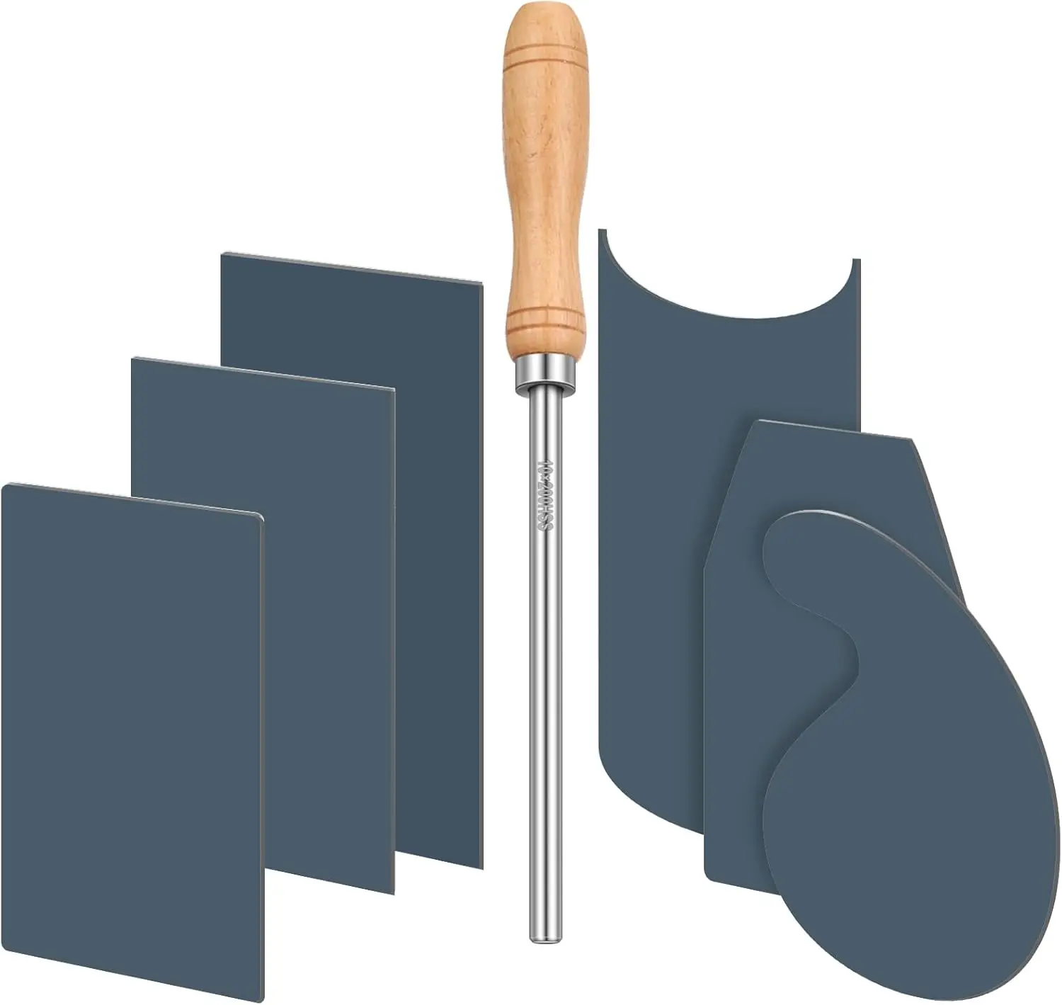 Card Scraper Burnisher and 6 count Cabinet Scraper Set for Woodworking Card Woodworking Burnishing Tool Include 3 Rectangle 1 Gooseneck and Curved 1 Beveled Hand(Blue)