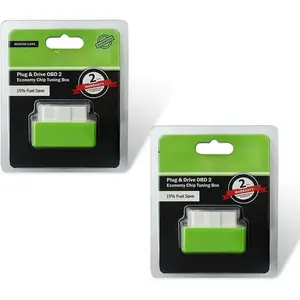 2-Pack OBD2 Fuel Saver - Power Upgrade Chip for Cars - Plug & Play Energy Saving Device (Universal Fit, Green)