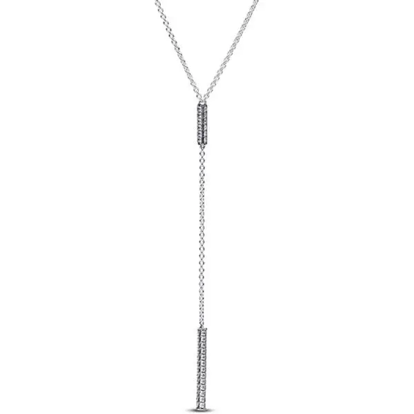 Pandora Timeless Pave Prism Drop Necklace 393013C01-45, Jewelry Silver Necklaces & Pendants, Crafted With Sparkling Pave, Adjustable Length, Daily, Prism-Shaped, Adults, No Warning Applicable