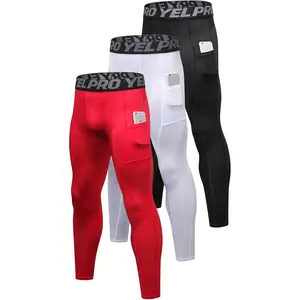 1/3 Pack Mens Compression Pants Running Tights Athletic Sports Baselayer Pockets Basketball Active Tights