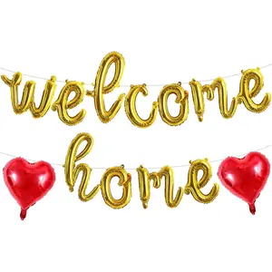 Welcome Home Balloons,Gold Cursive Welcome Home Foil Balloons Banner 16 Inch Welcome Home Party Decorations for Homecoming Party Decorations House Warming Party Family Gathering Supplies