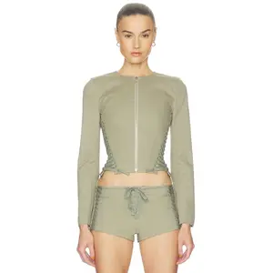 HAELO Lace Up Jacket in Surplus Khaki Olive