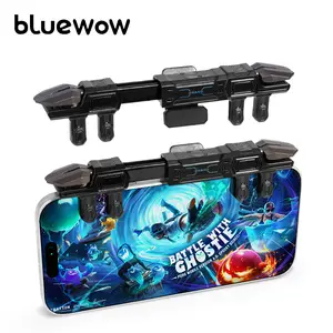 BlueWow Mobile Game Trigger 6-Finger Controller All in one for iPhone & Android Enhanced Grip Stability Anti-Slip Silicone Pads for FPS Games