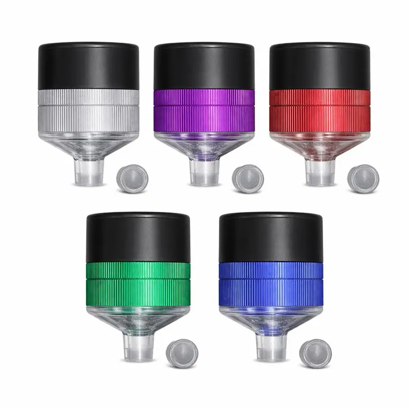 Grind & Fill Filling Tool, Paper Cones Filler, Cone Fill System, Non-Stick Cera Bond Coat, CNC Machined Anodized Aluminum, Precision Diamond Teeth Mill, Heavy-Duty Construction, Consistent Fill Performance - Silver, Green, Blue, Red, Purple