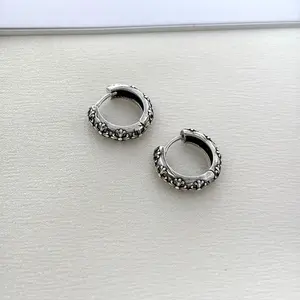 15mm Cross Hoop Earrings for Men Women Streetwear Punk Hip Hop Unisex Earrings