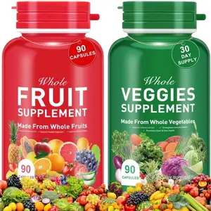 Fruits and Veggies Supplement - 90 Fruit and 90 Vegetable Capsules - 100% Whole Natural Superfood - Filled with Vitamins and Minerals - Supports Energy Levels (1 Pack)
