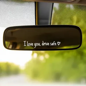 Car Rearview Mirror Sticker, 4 Counts I Love You Drive Safe Car Mirror Decal, Vinyl Decal for Car, Universal Car Interior Accessories