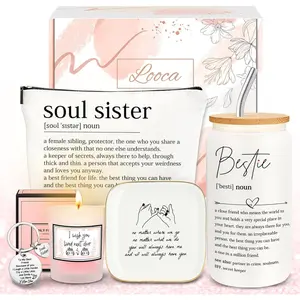 PRADNEL  Best Friend Gifts for Women, Friendship Gifts for Women, Graduation Gift Set for Bestfriend Soul Sister Bestie, Gift Ideas with Cup Bag Candle Keychain ,Birthday Gift for Women