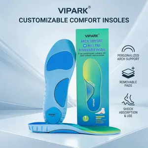 VIPARK Customizable Comfort Insoles - Removable High Arch Support for Plantar Fasciitis Relief, Adjustable EVA Anti-Slip Orthotic Shoe Pads for Work Boots & Sneakers, Breathable Sweat-Absorbing Design - Footwear