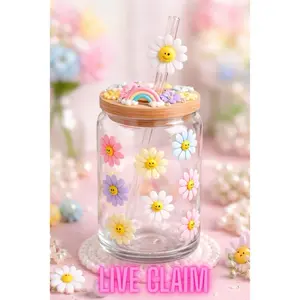 Custom Glass Can Tumbler Bundle | Cup + Decorated Lid + Straw Topper