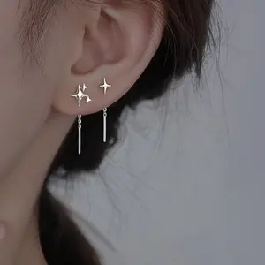 New Korean Star Ear Wire Tassel Thread Chain Climb Star Pendants Drop Earrings Women's Straight Hanging Earings Jewelry