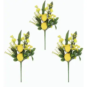 3PCS-16 inch Artificial Lemon Branch Yellow Lemon Decoration Fake Fruit Lemon Used for Party Farmhouse Dining Table Center Home Decoration