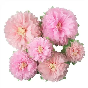 Pinks  Decoration (11''-7'' Assorted) 6 count Artificial Tissue Paper Peony  Wall Bridal Shower Centerpiece  Girl Birthday  Party