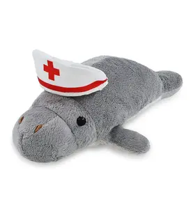 WILD COLLECTION PLUSH - 9" GREY MANATEE With NURSE Dress-Up