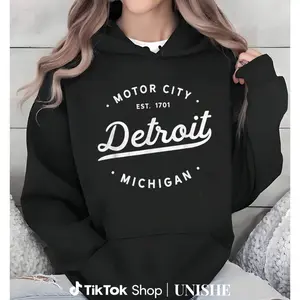 Detroit Motor City Classic Hoodie – Vintage Retro Long Sleeve Comfort