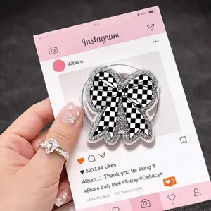 Checkered Bow Magnetic Grip, MagSafe Phone Holder, Kobo Grips, Book Lover Accessory