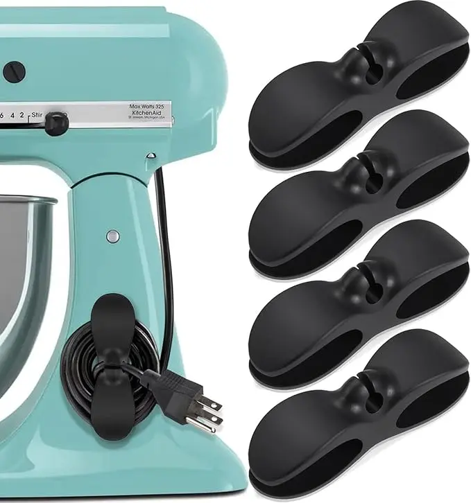 4PCS Kitchen Appliance Cord Winder Cord Organizers, Cord Holder Cord Wrapper for Appliances Stick on Pressure Cooker, Mixer, Blender, Coffee Maker, Air Fryer