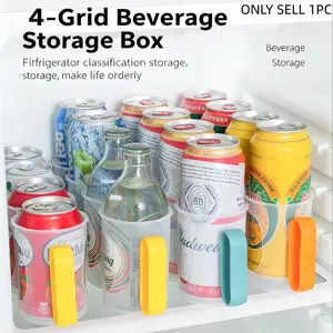Large Plastic Can Storage Rack, Multi-Layer Transparent Organizer for Kitchen Refrigerator Drinks, Essential Fridge Organization Tool, Beverage Slide Organizer