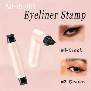 Double-ended rotating eyeliner stamp - create a sophisticated, winged eyeliner in seconds!Quick-drying, long-lasting, all-day wear, a must-have folding eyeliner stamp makeup product for 2025.#1-Black#2-Brown
