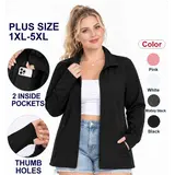 COOTRY Women’s Plus Size Zip-Up Activewear Jacket - Athletic, Lightweight, Breathable, Thumb Holes, 2 Inside Pockets, Layering-Friendly Sporty Outerwear for Plus Size Women's Clothing Workout & Casual Use,sohochic