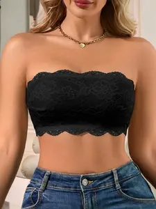 Women's strapless bra, sexy side buckle design, seamless cross back, solid color wireless bra, soft padded, comfortable bra, women's close-fitting underwear, elastic panties, lace breathable style, opaque, perfect for wearing with strapless dresses daily