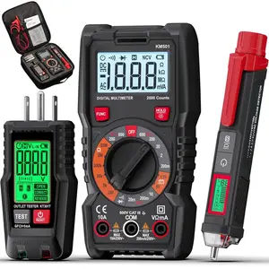 Electrical Test Kit KIT01, Digital Multimeter,  Non-Contact  Tester & GFCI Outlet Tester with LCD, Complete Set with Carrying Case &  for Electrician, DIY & HVAC