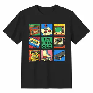 2026 Men's Retro 80s 90s "I'm This Old" T-Shirt Vintage Tech Grid Throwback Casual Cotton Tee for Nostalgia Lovers
