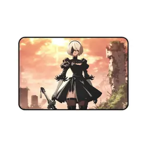 2B NieR Automata Anime Desk Mat | Ruined City Dusk Fan Art