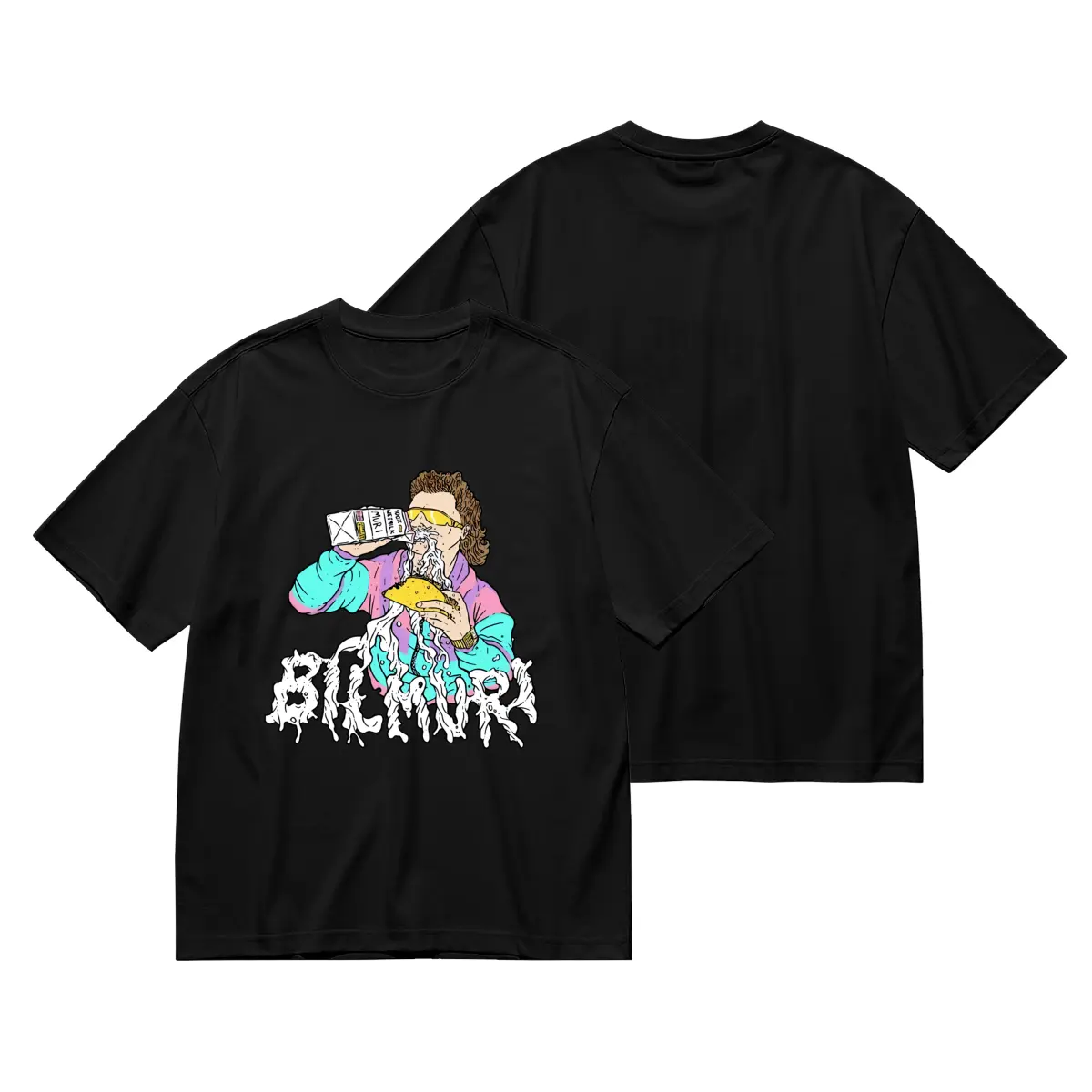 Men's Minimalist Bilmuri Anime Character Cotton T-Shirt, 180G Knitted Fabric Colorful Geometric Print Round Neck Short Sleeve All-Season Casual Pullover