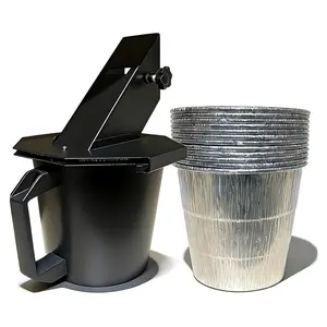 Smoker Grease Bucket with Lid & 12 Foil Liners, Grease Catcher for Smoker Drip Bucket, Compatible with Traeger, Pit Boss, Recteq, Z Grills and More Pellet Grills,Grill Accessories Drip Tray Liner