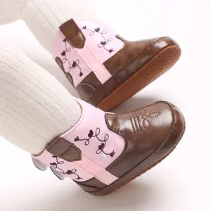 Toddler Baby Boys Girls Western Cowboy Boots First Walker Crib Shoes Soft Sole Non-Slip Moccasins Bootie
