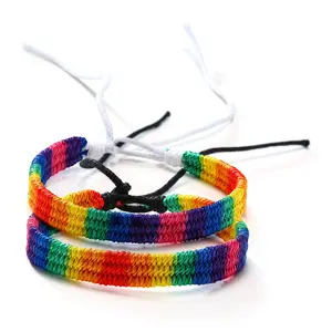 OIDEA Rainbow Friendship Bracelet for Women Men, Boho Multi-Layer Braided Rope Adjustable Unisex Wristband, Pride