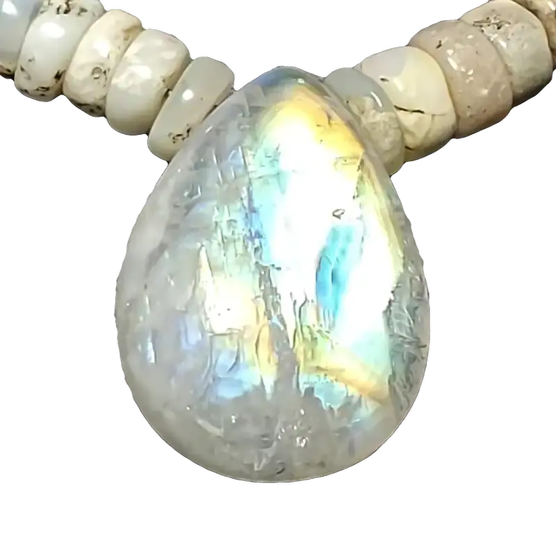 Australian Opal Necklace and Moonstone Pendant ✺ HerMJ Artisan Jewelry