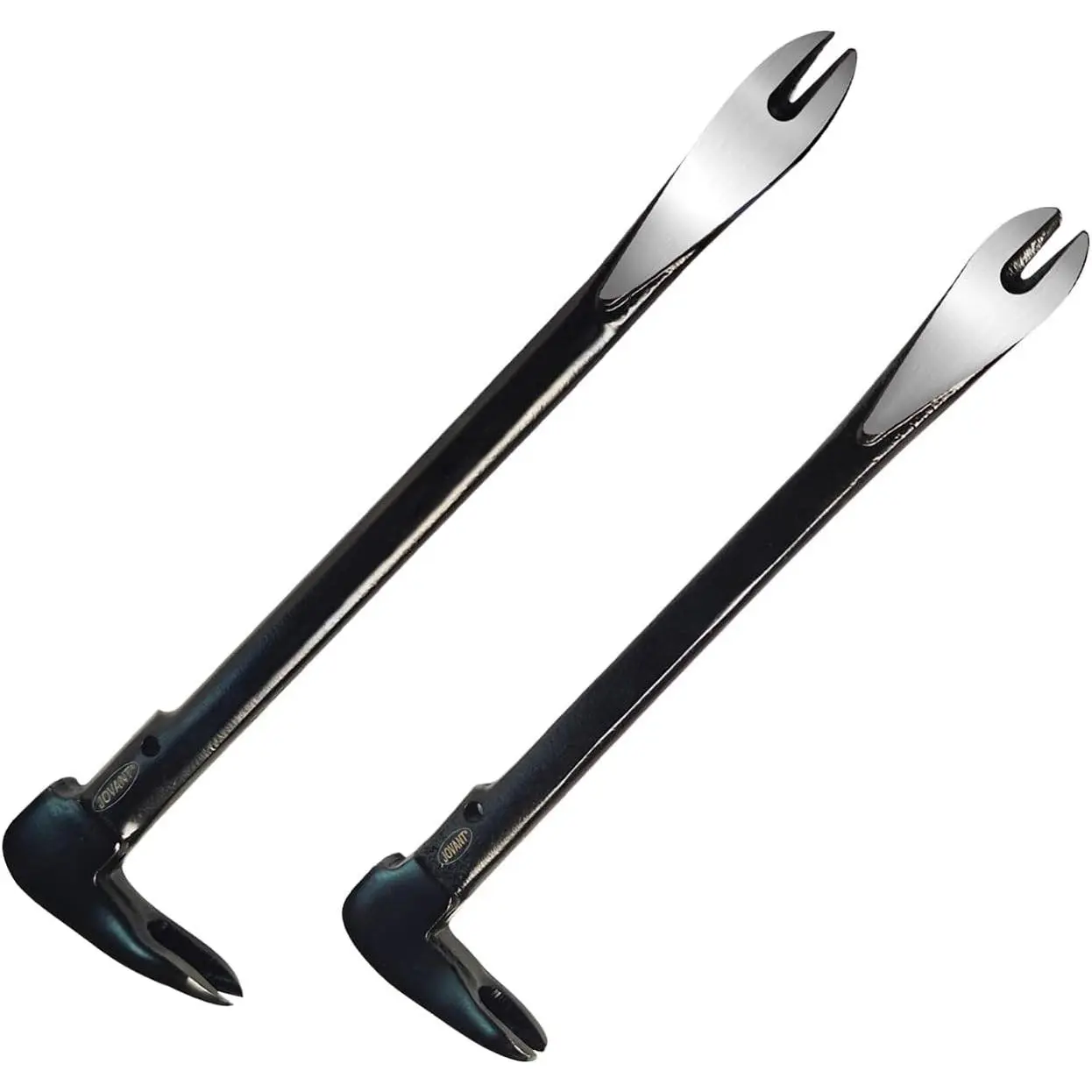 2-Piece Forged Steel Carpenter's Pry Bar Set - 12in Pry Bar, 10in Mini Crowbar, Cats Claw Nail Remover, Multi-Sided Tool for Kitchen Remodel, Baseboard Prying, Two Piece Set