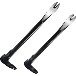 2-Piece Nail Puller Set, 12”Pry Bar, 10” Mini Crowbar, Cats Claw Nail Remover, Pry Bar Set, for Kitchen Remodel, Prying Apart Baseboard, Multi-sided Forged Steel Made Carpenter Tools (12”&10”)