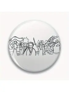 1Pc DIY Craft Buckle - 44mm (1.73 ") Sokka's Finale Drawing of the Avatar Gang Pin for Bags, Jackets and Gifts, Holiday Gifts, Party Gifts