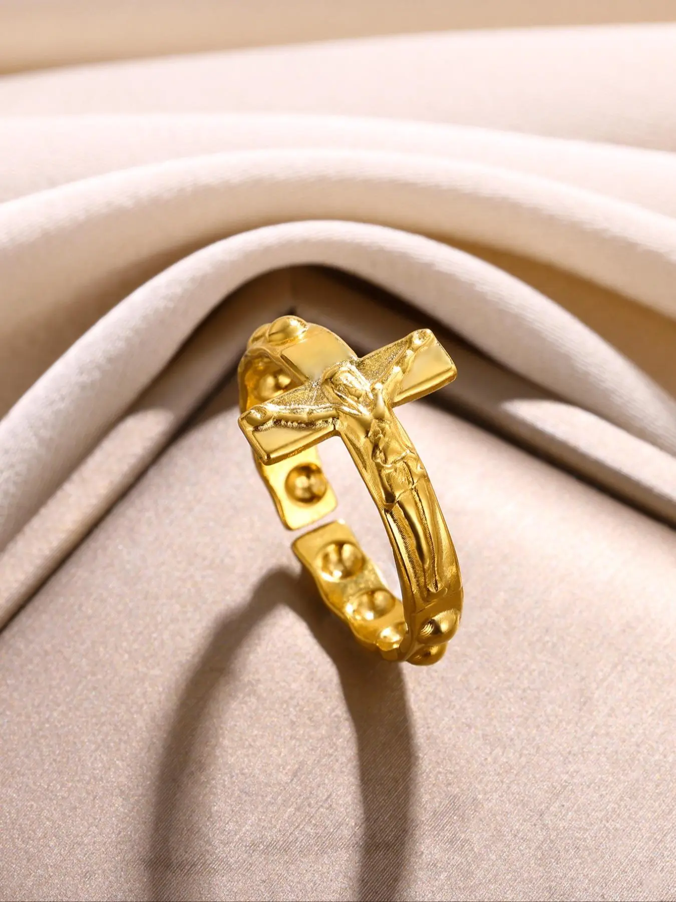 Fashion Cross Design Stainless Steel Ring, Casual Matching Jewelry for Party, Daily Clothing Decor for Women & Men, Beautiful Rings, Fashion Rings