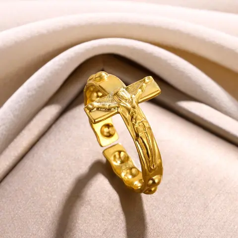 Fashion Cross Design Stainless Steel Ring, Casual Matching Jewelry for Party, Daily Clothing Decor for Women & Men, Beautiful Rings, Fashion Rings