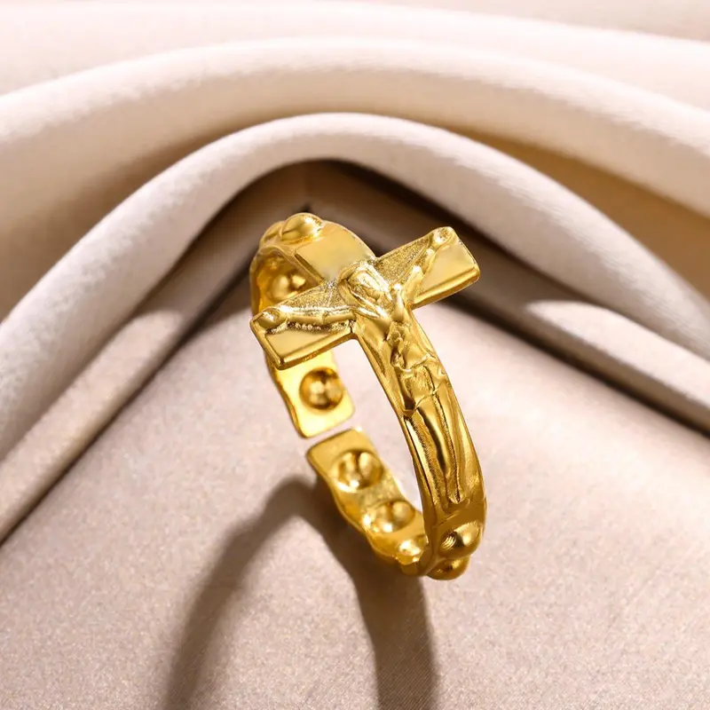 Fashion Cross Design Stainless Steel Ring, Casual Matching Jewelry for Party, Daily Clothing Decor for Women & Men, Beautiful Rings, Fashion Rings