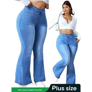Plus Size Women's Stretchy Denim Jeans, Comfortable High Waist Jeans for Daily Wear & Casual, Stylish Trouser Design for All Seasons