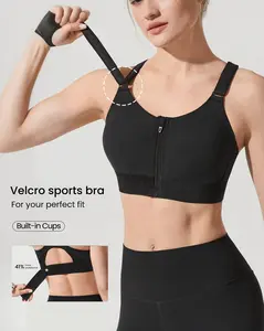 GLOWMODE Make An Impact Quick Dry Foam Cup Mesh Zipper Front Sports Bra High Impact Running Jogging Workout Gym Training Active