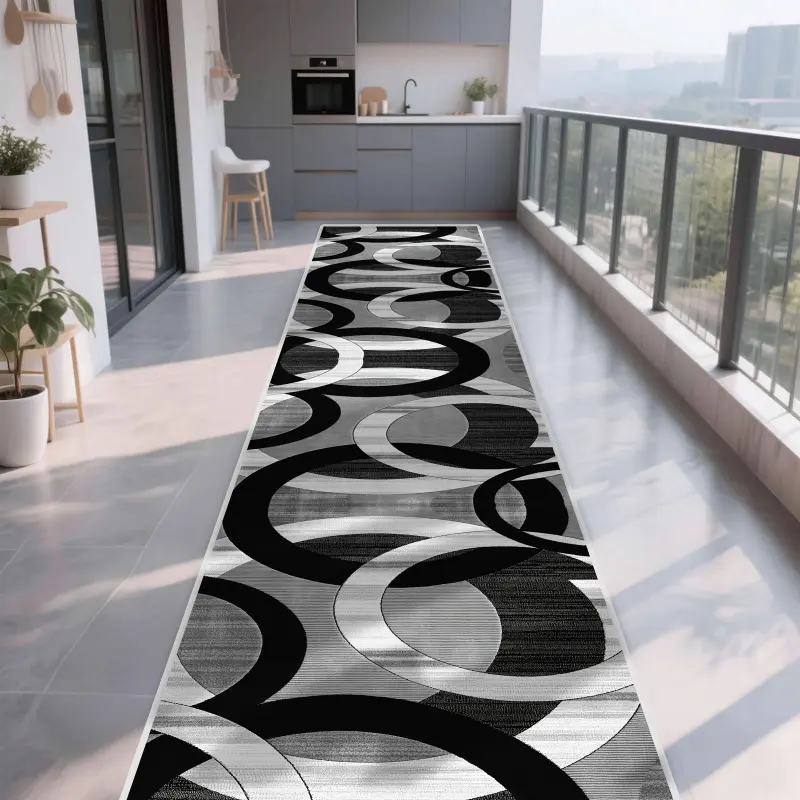 Minimalist Black Gray Circle Thin Velvet Runner Rug,Non Slip Washable Hallway Floor Mat Minimalist Black Gray Circle Thin Velvet Runner Rug,Non Slip Washable Hallway Floor Mat